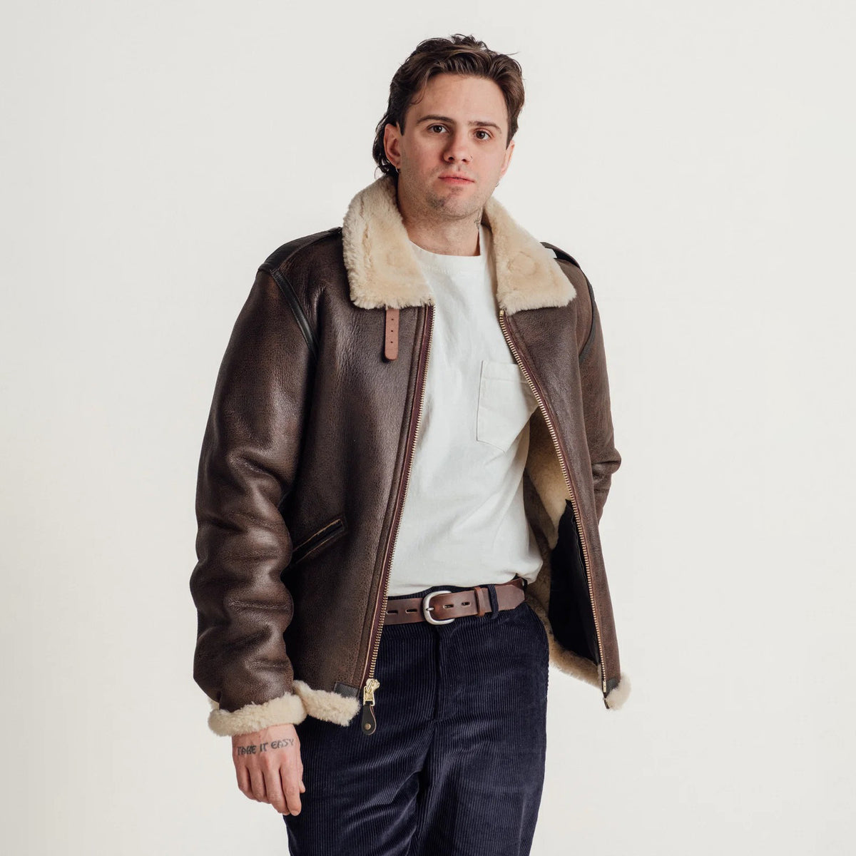 Men's Dark Brown B-6 Shearling Flight Jacket
