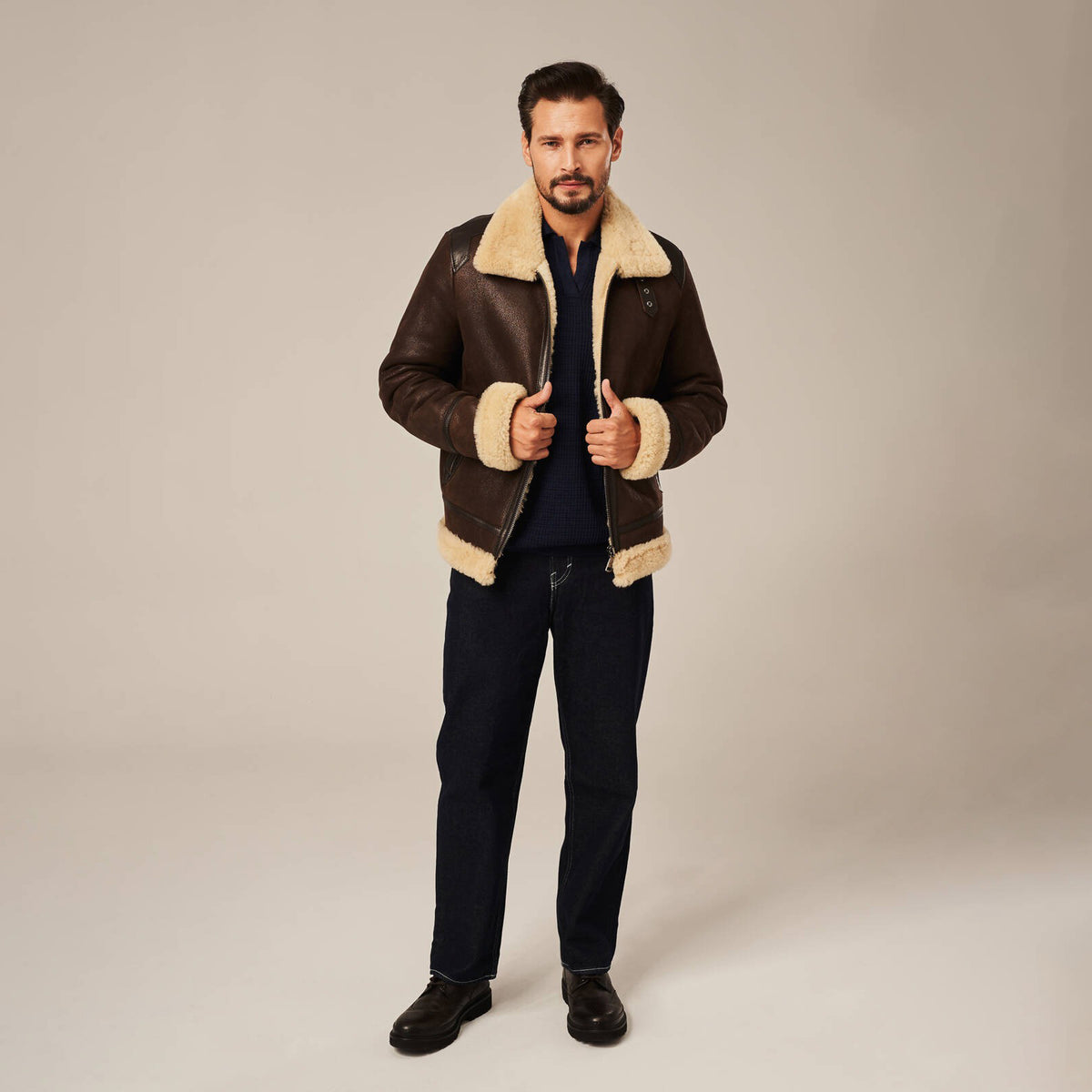 Men's Dark Brown B-6 Shearling Flight Jacket