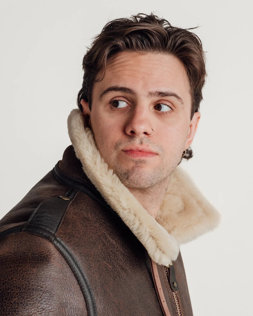 Men's Dark Brown B-6 Shearling Flight Jacket