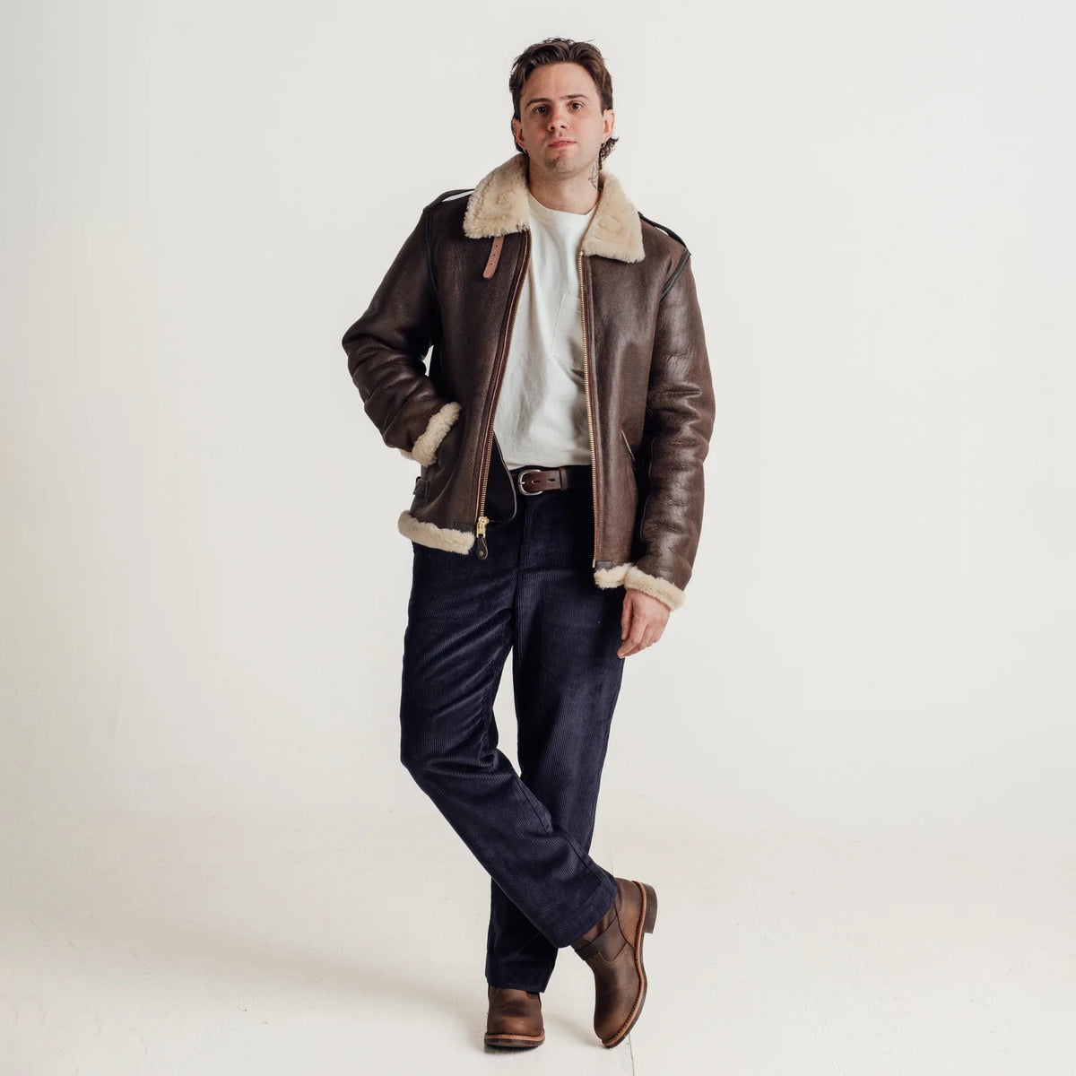 Men's Dark Brown B-6 Shearling Flight Jacket