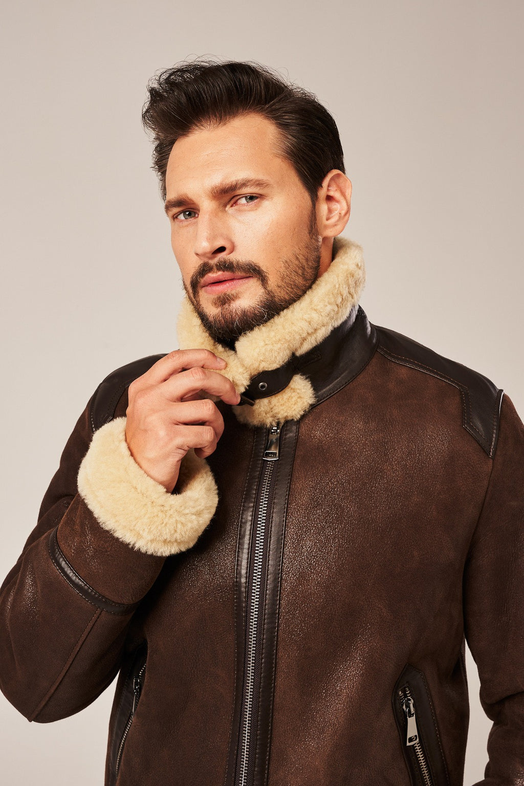Men's Dark Brown B-6 Shearling Flight Jacket