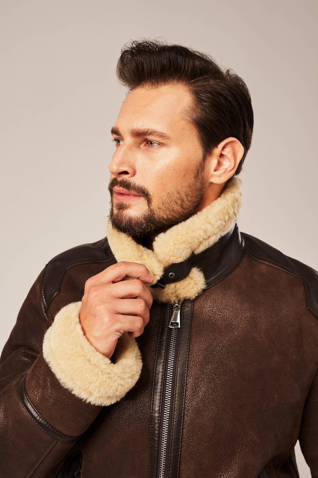 Men's Dark Brown B-6 Shearling Flight Jacket