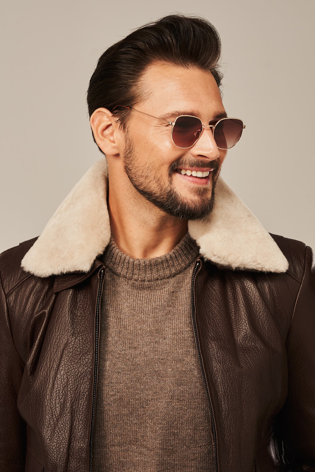 Men's Dark Brown Leather Aviator Flight Jacket
