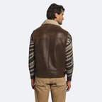 Men's Dark Brown Leather Shearling Lined Flight Vest