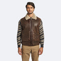 Men's Dark Brown Leather Shearling Lined Flight Vest