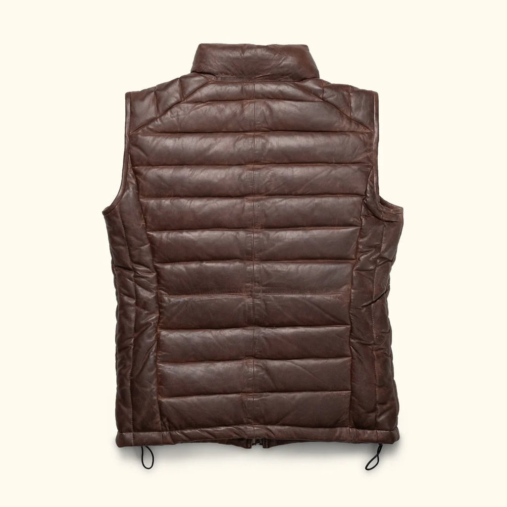 Men's Dark Brown Quilted Leather Vest