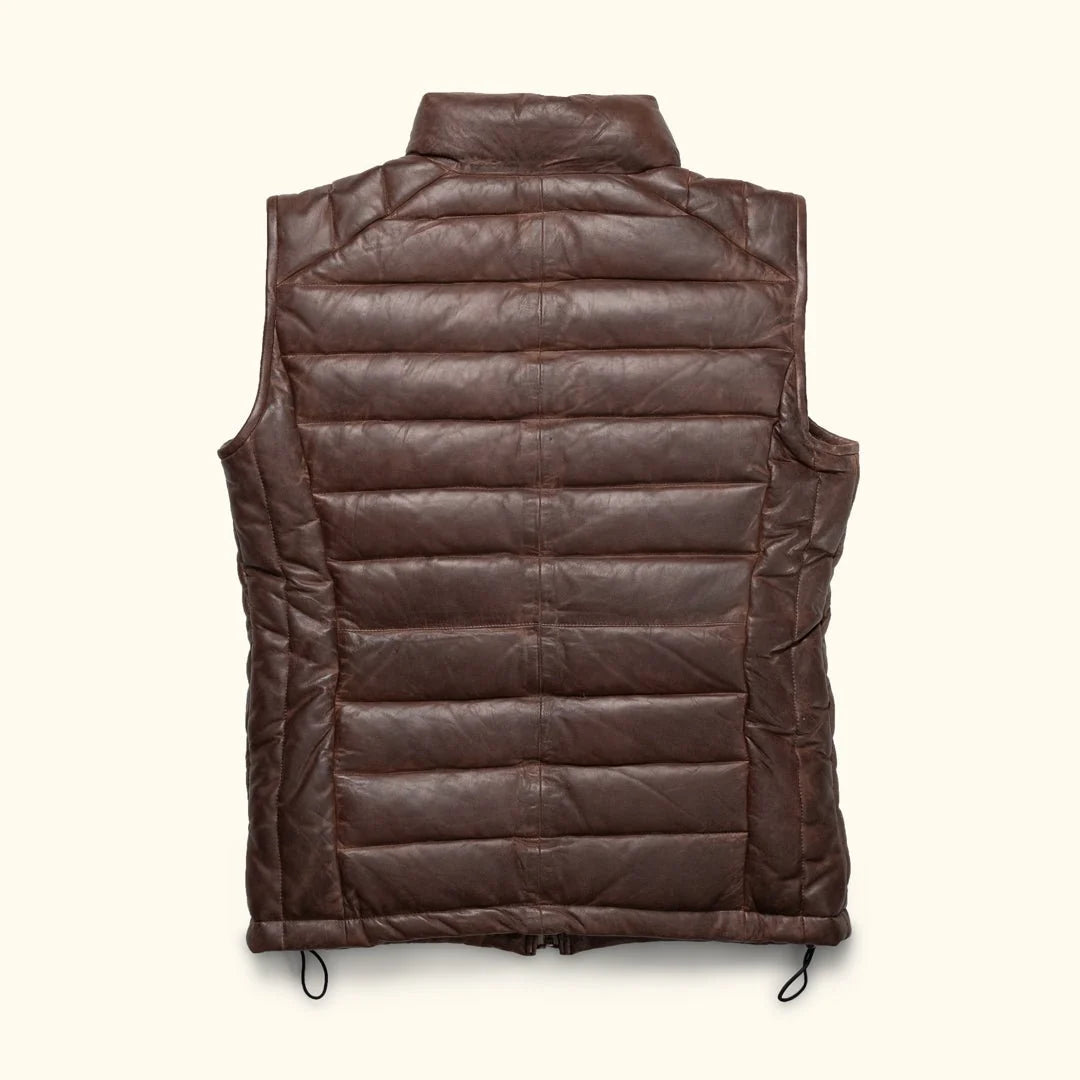 Men's Dark Brown Quilted Leather Vest