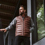 Men's Dark Brown Quilted Leather Vest