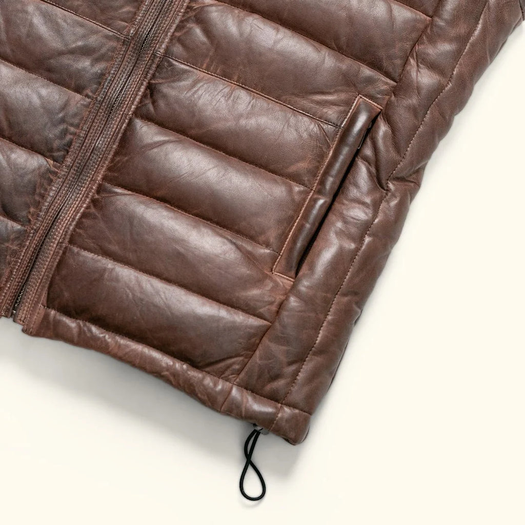 Men's Dark Brown Quilted Leather Vest