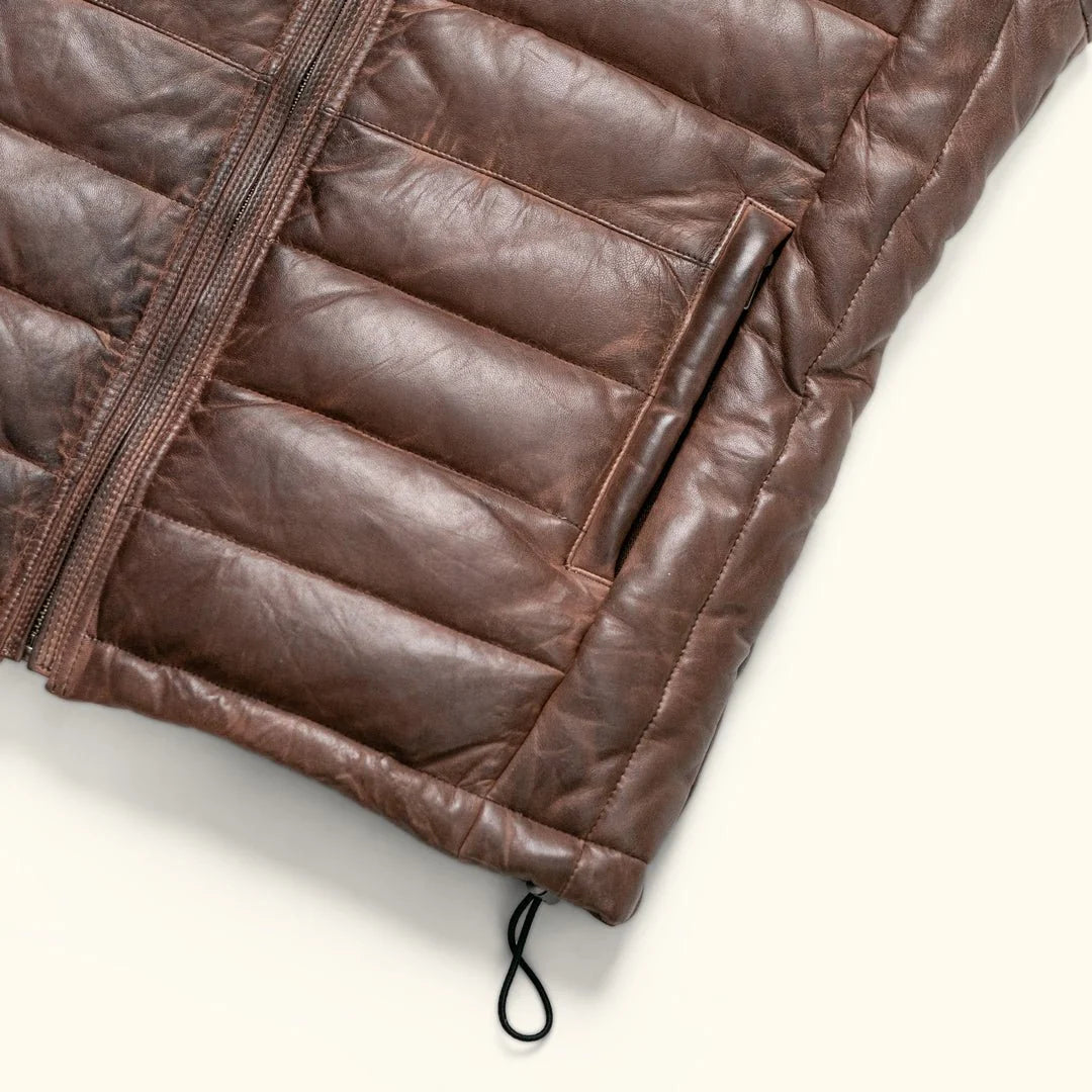 Men's Dark Brown Quilted Leather Vest