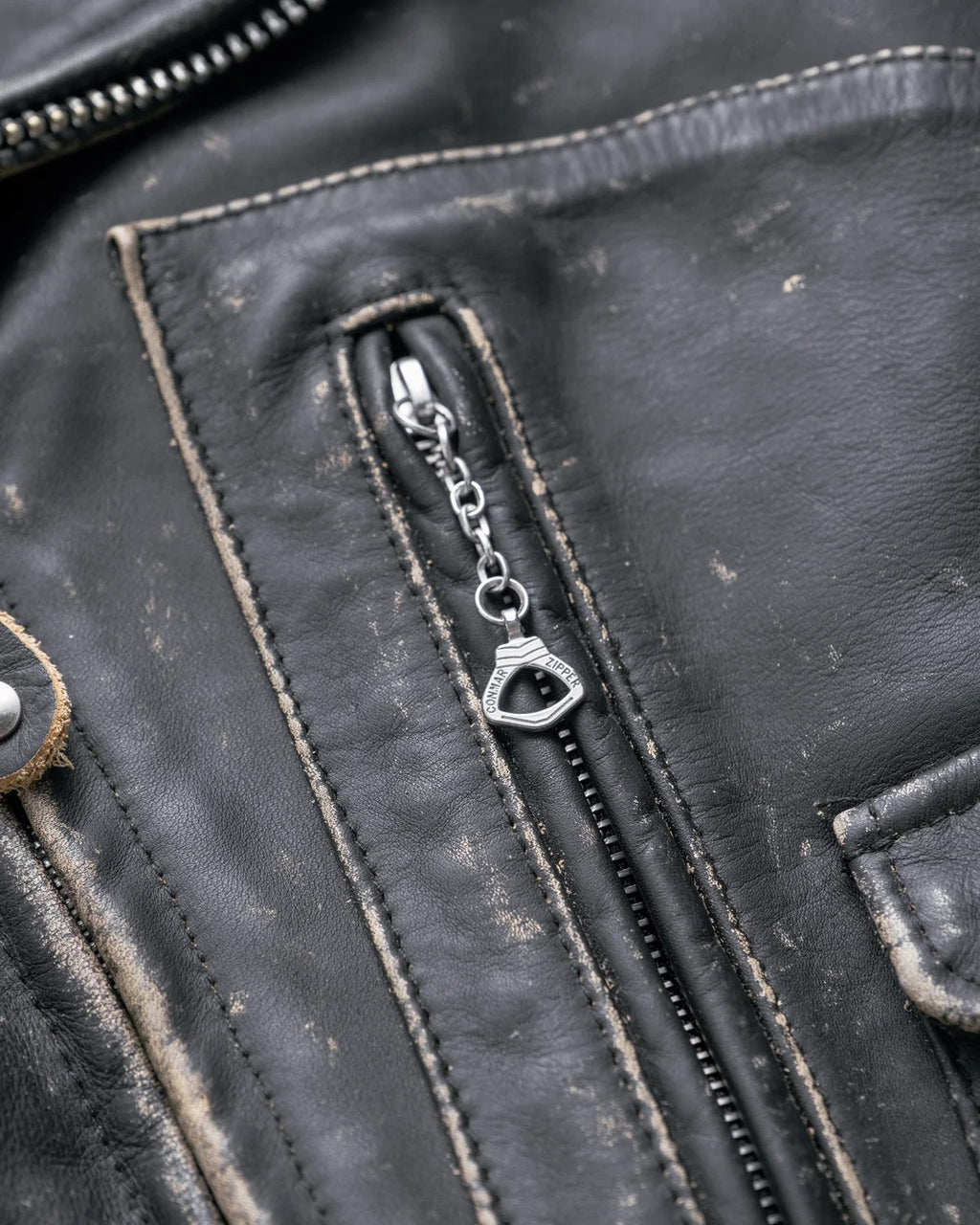 Men's Distressed Black Leather Biker Jacket