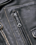 Men's Distressed Black Leather Biker Jacket