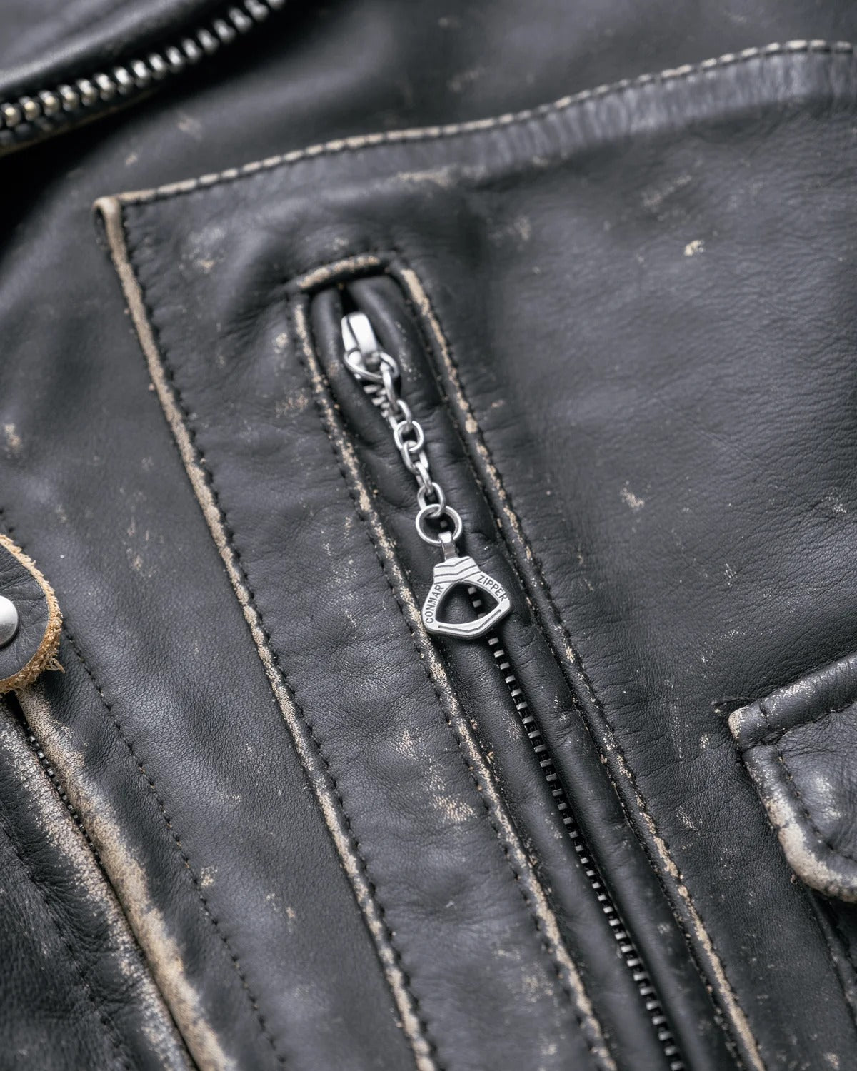 Men's Distressed Black Leather Biker Jacket