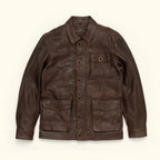 Men's Distressed Brown Leather Barn Chore Coat