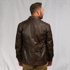 Men's Distressed Brown Leather Barn Chore Coat