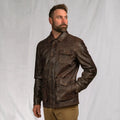 Men's Distressed Brown Leather Barn Chore Coat