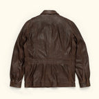 Men's Distressed Brown Leather Barn Chore Coat