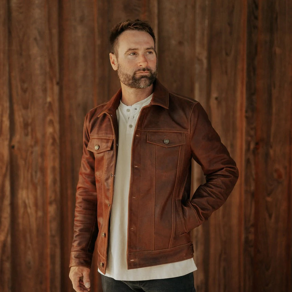 Men's Distressed Brown Leather Jacket