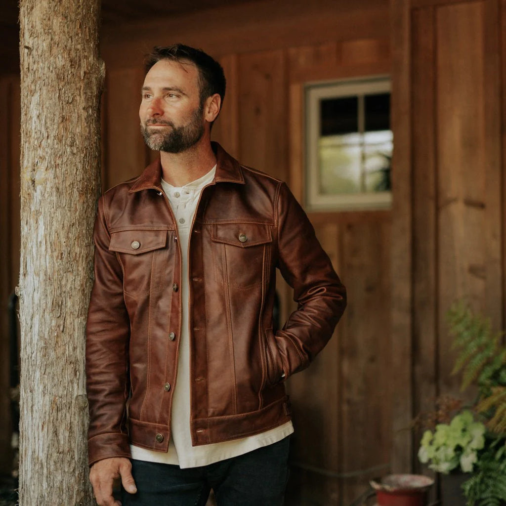 Men's Distressed Brown Leather Jacket