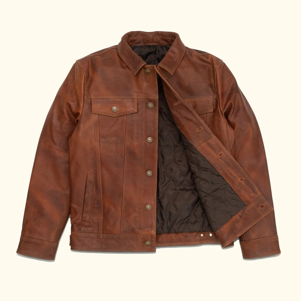 Men's Distressed Brown Leather Jacket