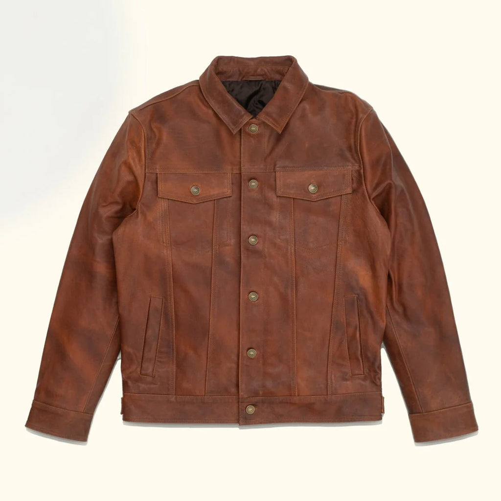 Men's Distressed Brown Leather Jacket