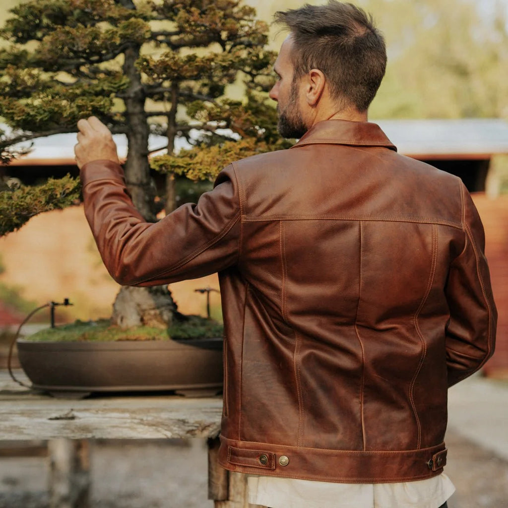 Men's Distressed Brown Leather Jacket