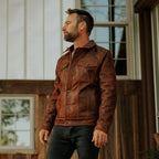 Men's Distressed Brown Leather Jacket