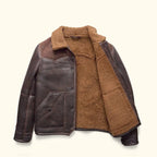 Men's Distressed Brown Western Shearling Leather Jacket