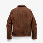 Men's Distressed Tan Leather Shirt Collar Jacket