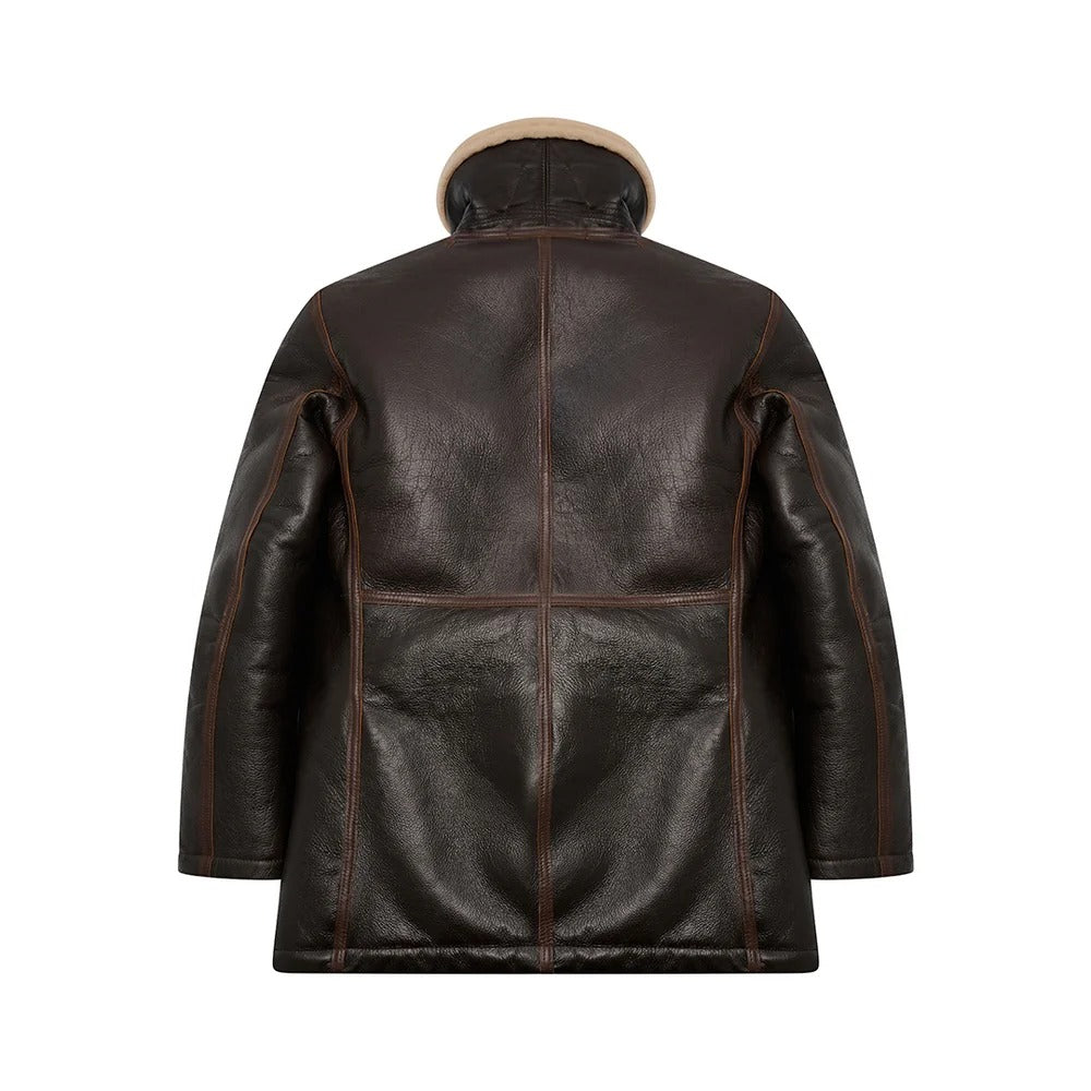 Men's Double-Breasted Shearling Peacoat – Sheepskin Leather Coat