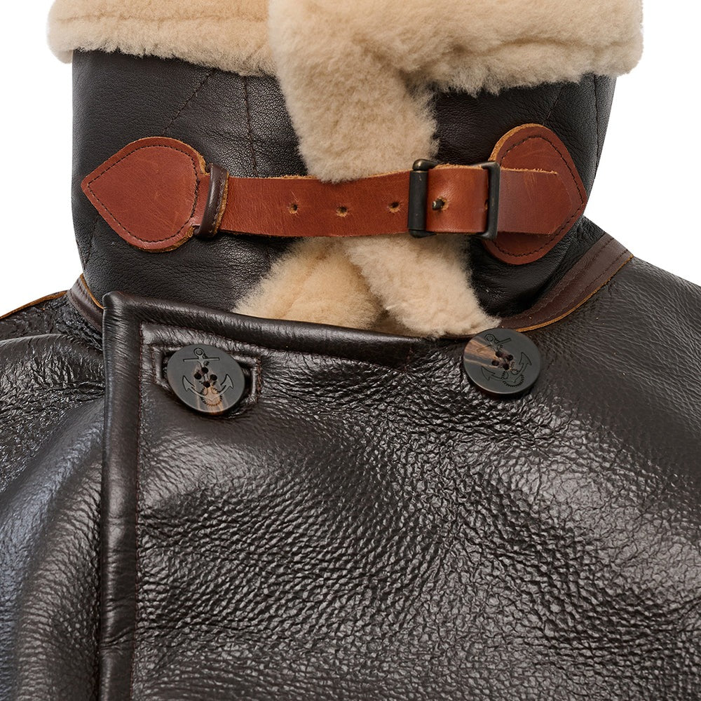 Men's Double-Breasted Shearling Peacoat – Sheepskin Leather Coat