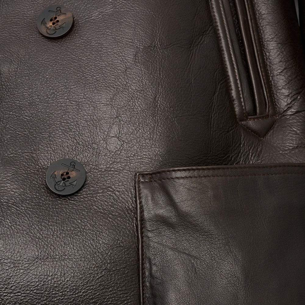 Men's Double-Breasted Shearling Peacoat – Sheepskin Leather Coat