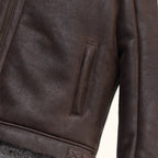 Men's Brown Shearling Leather Bomber Jacket