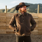 Men's Brown Shearling Leather Bomber Jacket