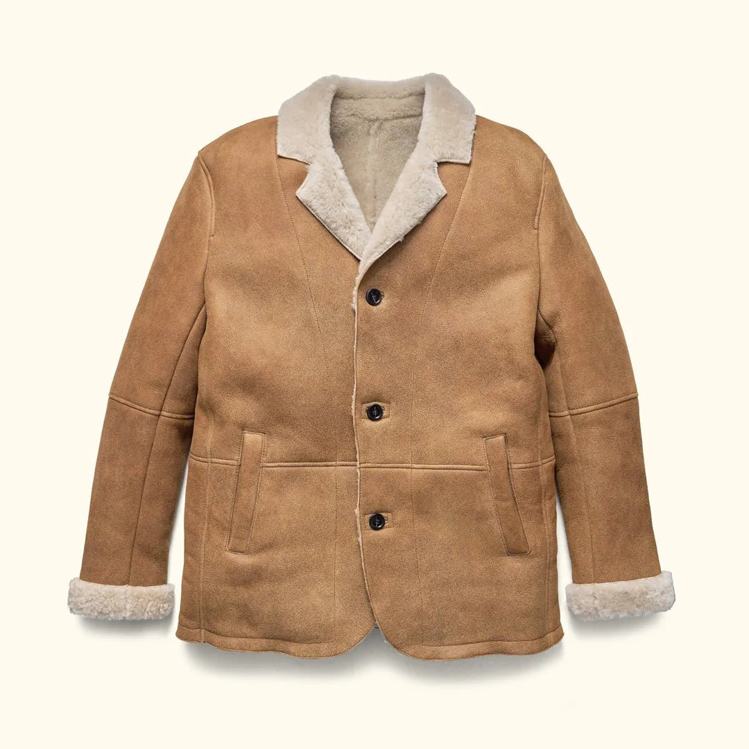Men's Espresso Shearling Leather Coat