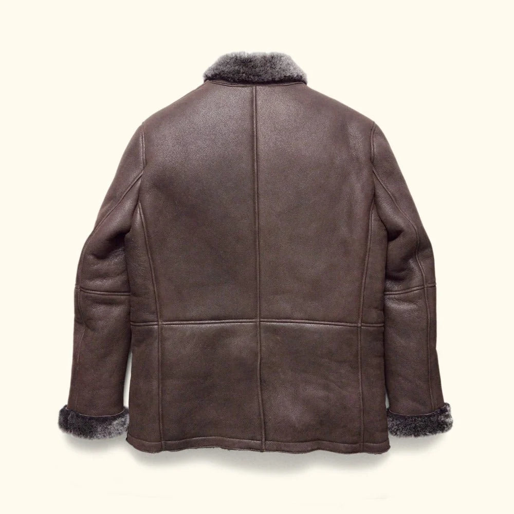 Men's Espresso Shearling Leather Coat