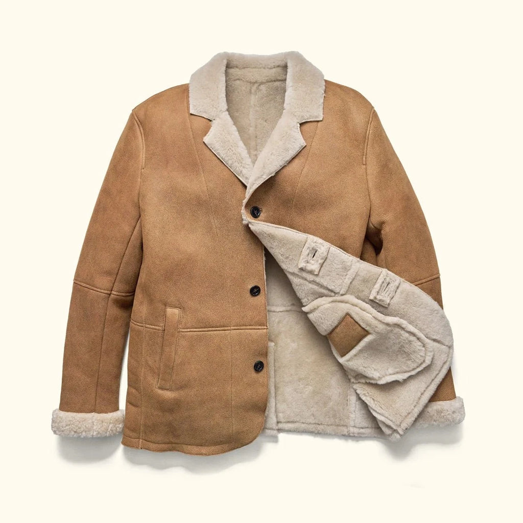 Men's Espresso Shearling Leather Coat
