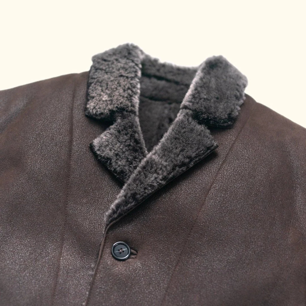 Men's Espresso Shearling Leather Coat