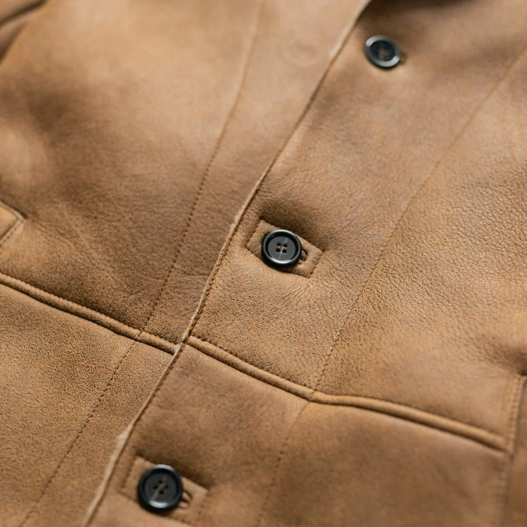 Men's Espresso Shearling Leather Coat