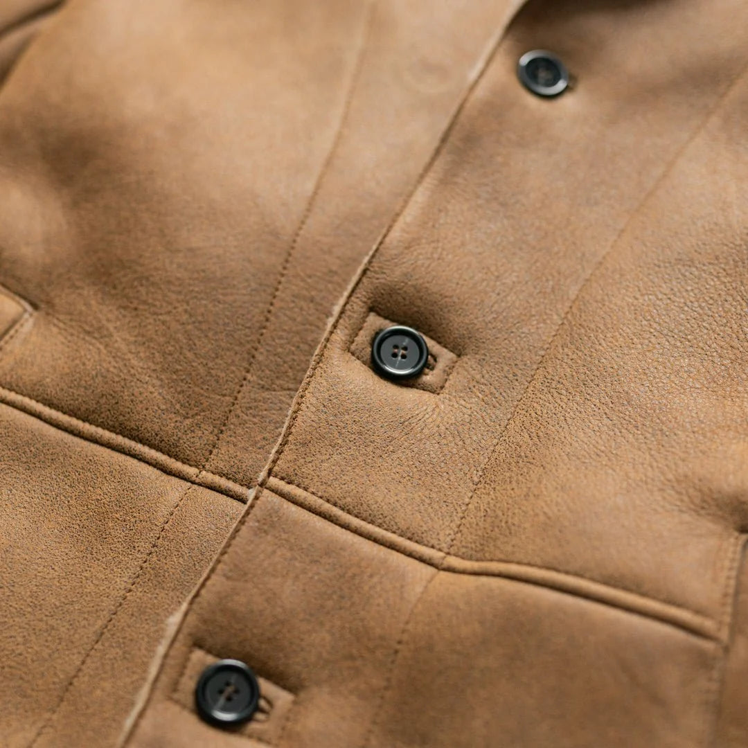 Men's Espresso Shearling Leather Coat