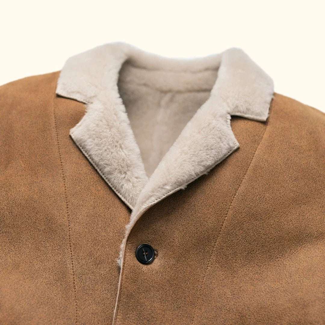 Men's Espresso Shearling Leather Coat