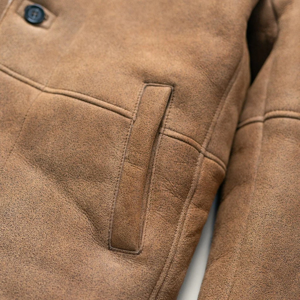 Men's Espresso Shearling Leather Coat