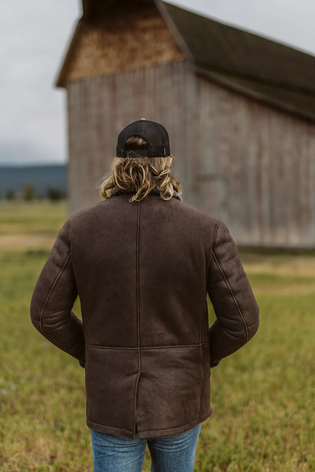 Men's Espresso Shearling Leather Coat