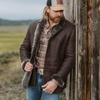 Men's Espresso Shearling Leather Coat