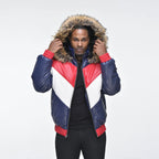 Men's Hooded V-Bomber Real Sheepskin Leather Jacket – Faux Fur Hood