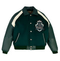 Men's Hunter Green Wool & Leather Varsity Jacket | Croc Crest Appliqué