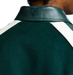 Men's Hunter Green Wool & Leather Varsity Jacket | Croc Crest Appliqué