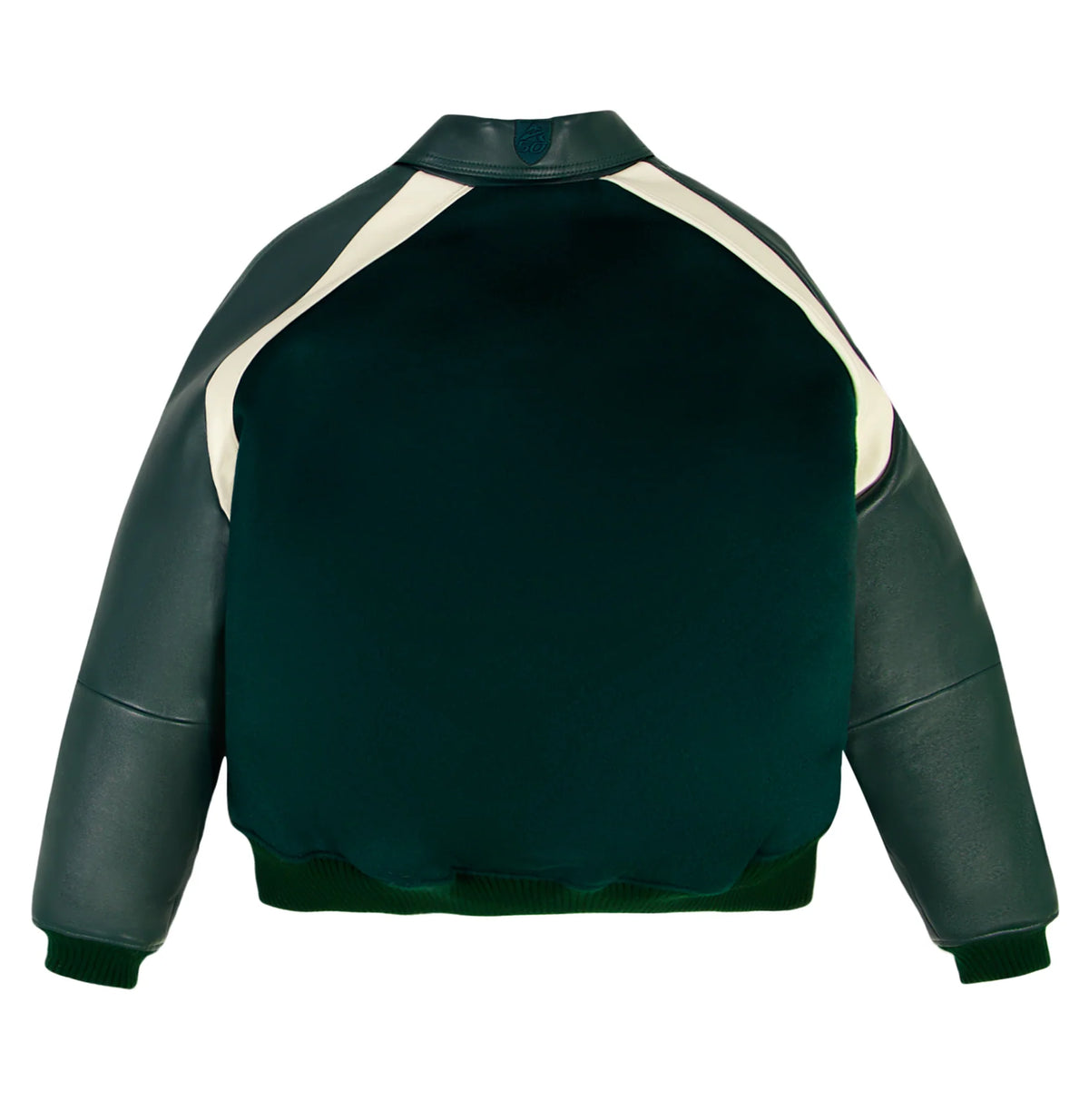 Men's Hunter Green Wool & Leather Varsity Jacket | Croc Crest Appliqué