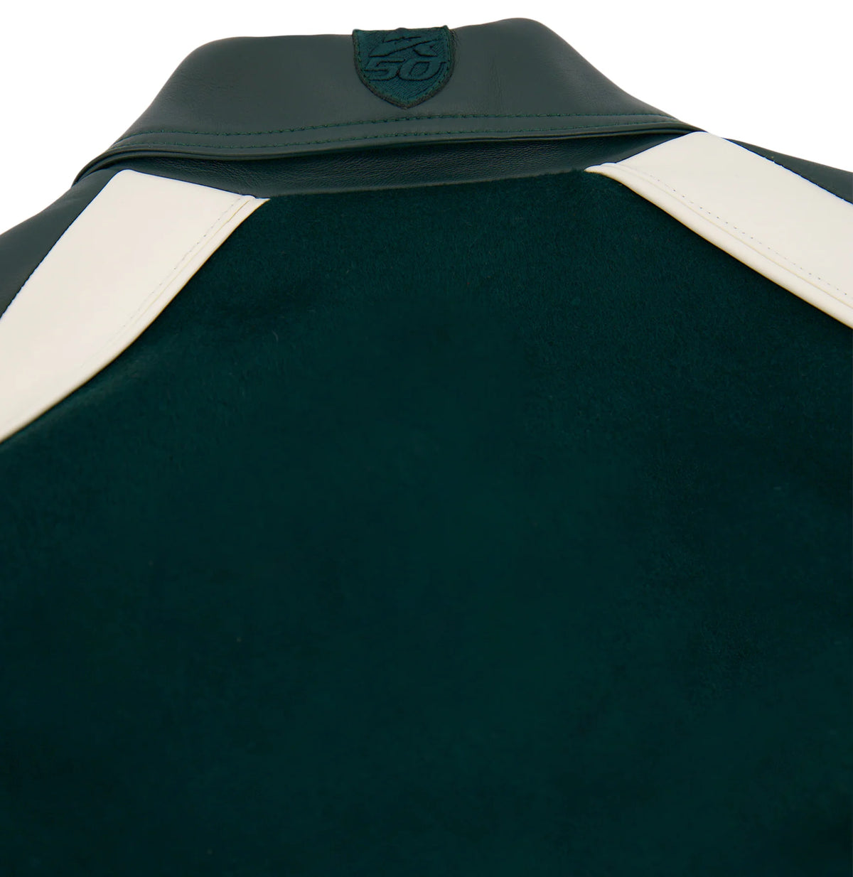 Men's Hunter Green Wool & Leather Varsity Jacket | Croc Crest Appliqué