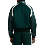 Men's Hunter Green Wool & Leather Varsity Jacket | Croc Crest Appliqué